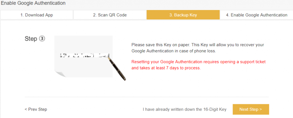 Binance backup key