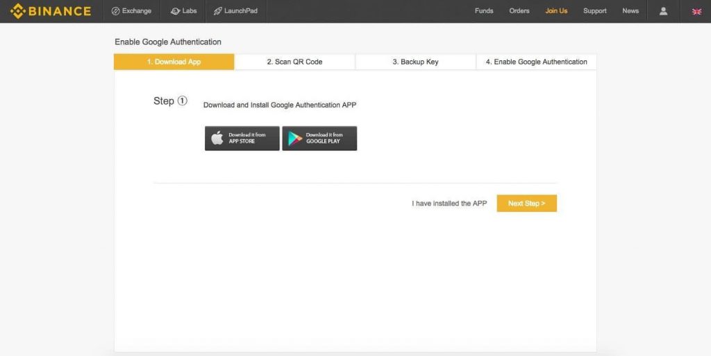 Binance Google Authenticator setup