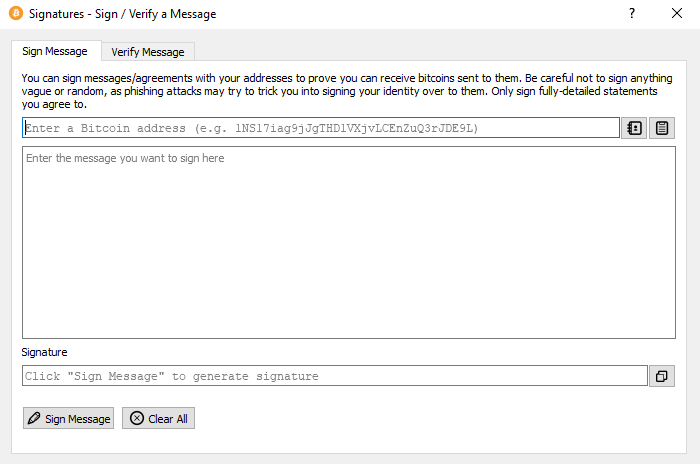 bitcoin core sign message