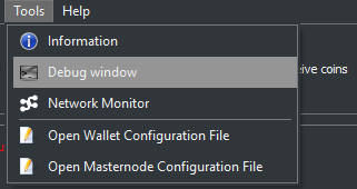 wallet debug window