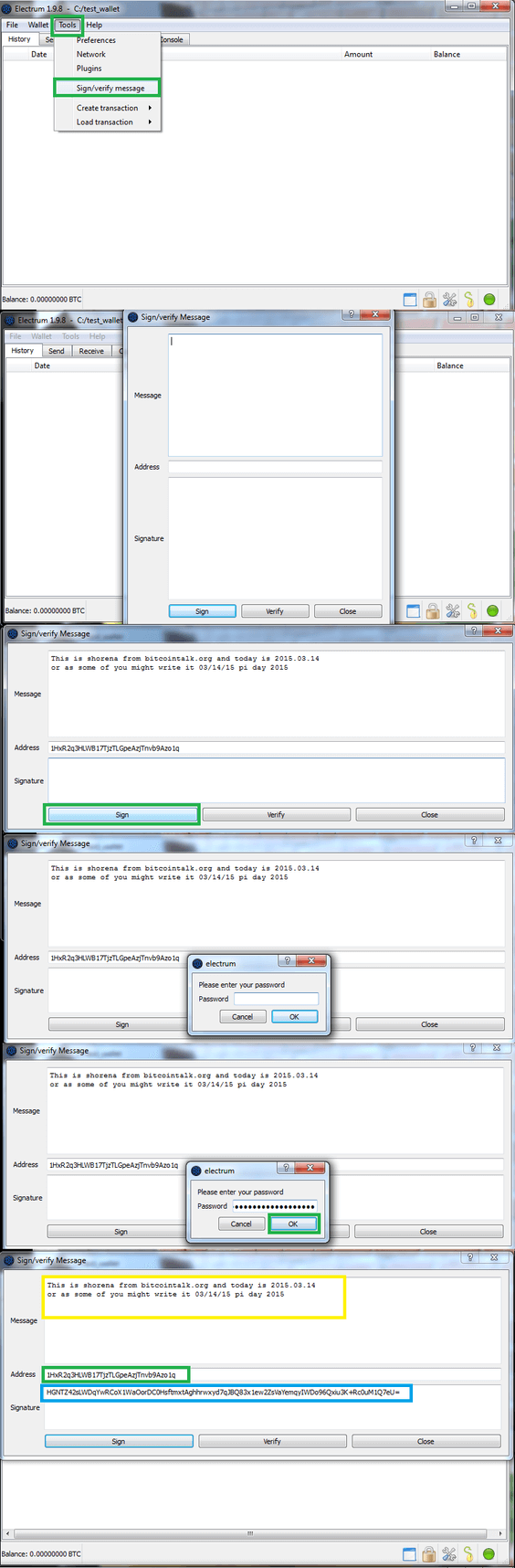 Sign Message How to sign a message with a Bitcoin Address