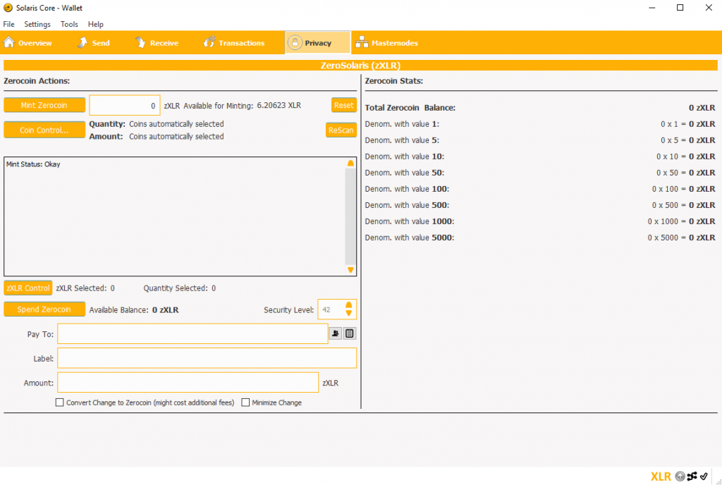 xlr solaris wallet