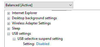 wifi usb selective suspend windows