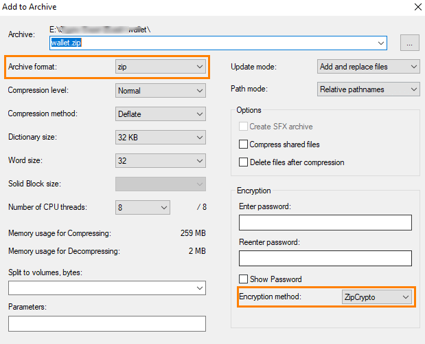 Zcash Wallet password protection