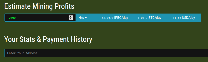 IPBC mining calculator