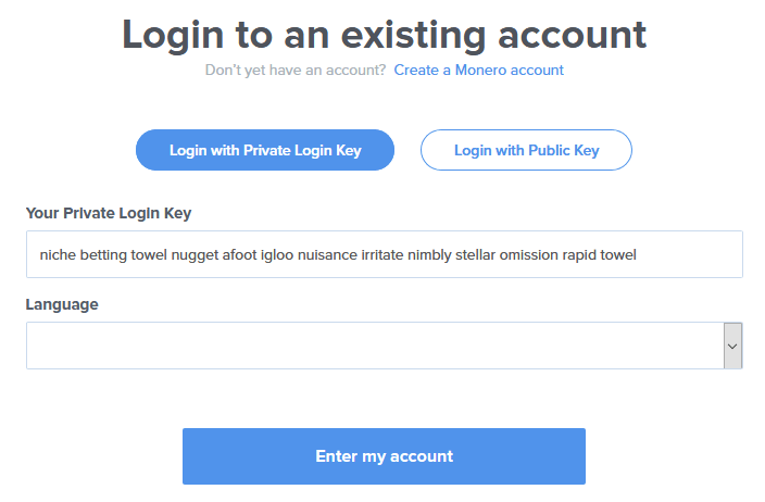 MyMonero Login