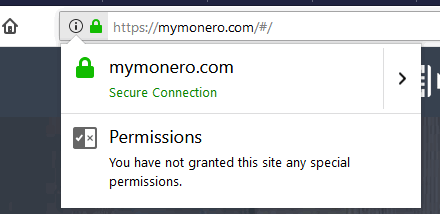 MyMonero URL secure connection