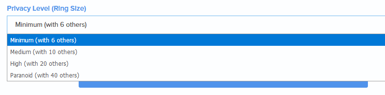 MyMonero Ring Size and Privacy level