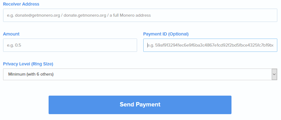 Sending funds from MyMonero