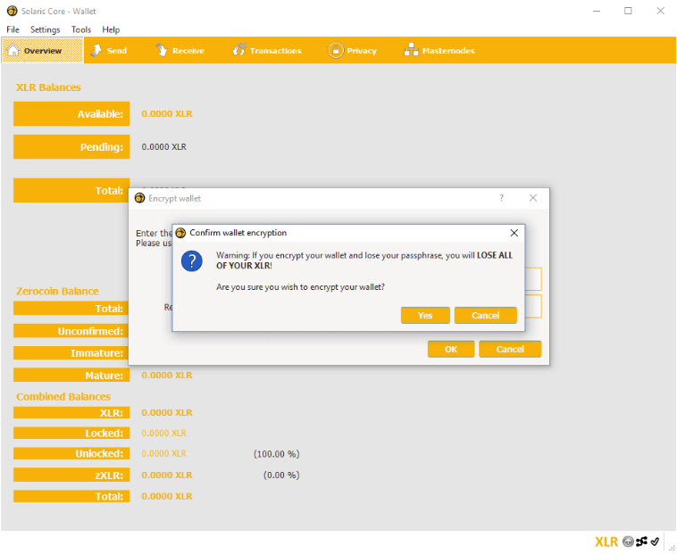 Encrypting Solaris wallet