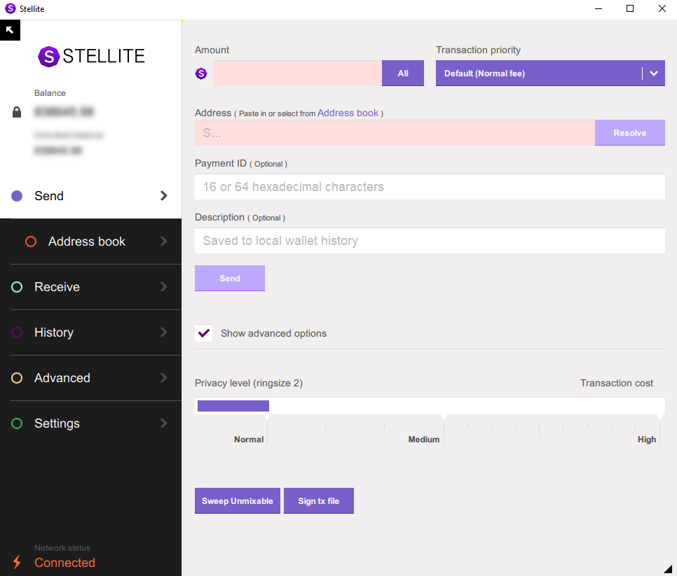 Stellite GUI wallet