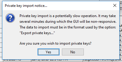 Import private key notice 