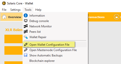 XLR wallet configuration