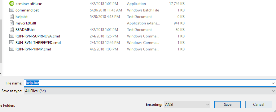 creating batch file in ccminer