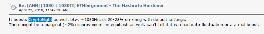 Ethlargement Cryptonight hashrate report Download OhGodAnETHlargementPill (Hashrate Raise)