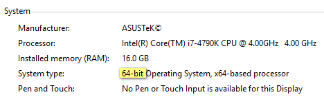 Windows OS 64 bit and 32 bit