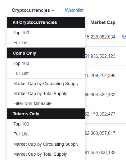 filtering coins and tokens