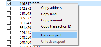 Lock Masternode unspent