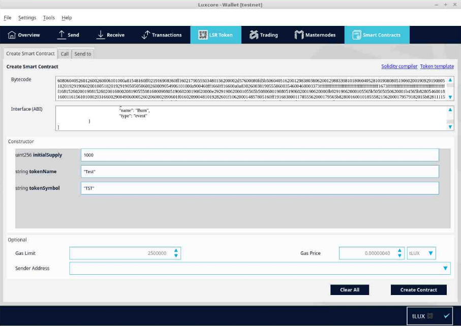 LuxCoin smart contracts