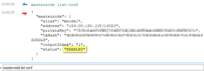 Masternode list conf