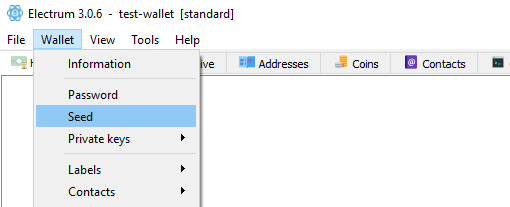 Finding seed in standard wallet