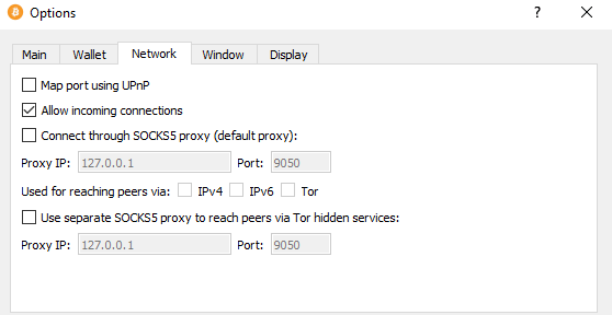 wallet network SOCKS5 proxy