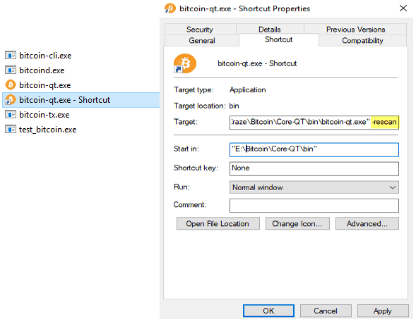 bitcoin wallet shortcut