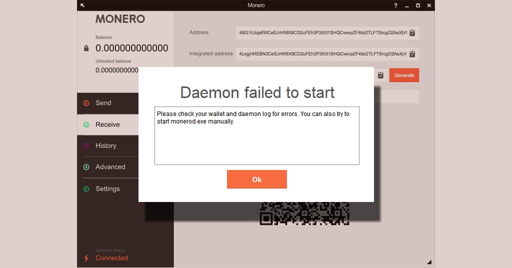 monero wallet win 10 daemon error