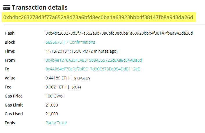 crypto transaction hash