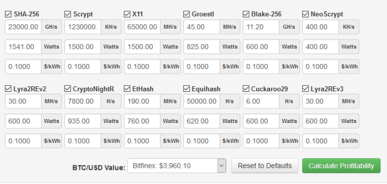 crypto compare mining calculators