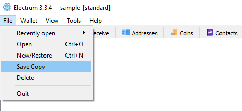 Save electrum file