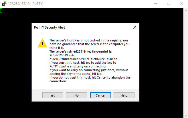 PuTTY security alert