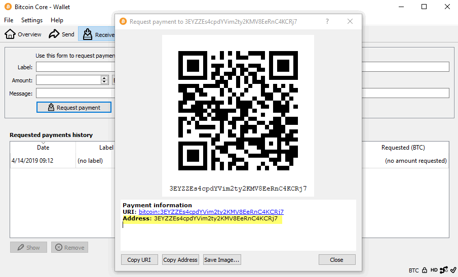 request payment in Bitcoin core