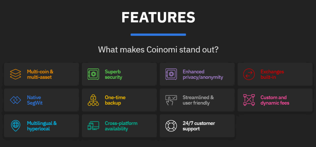 Coinomi features