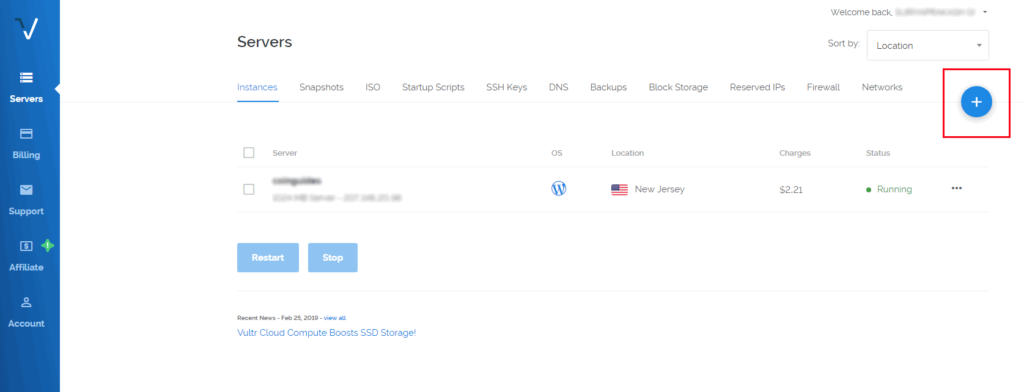 Creating Vultr server