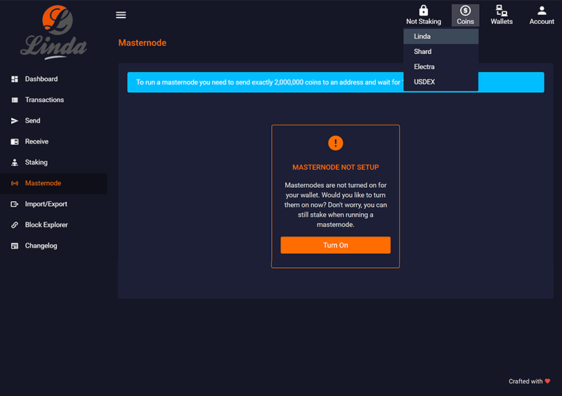 Linda coin masternode wallet