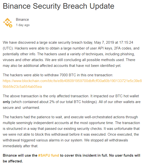 Binance hack report