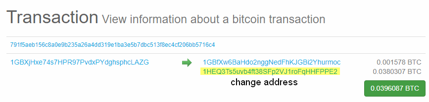 bitcoin change transaction