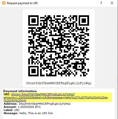 Exemple QR-code Bitcoin (BTC) address