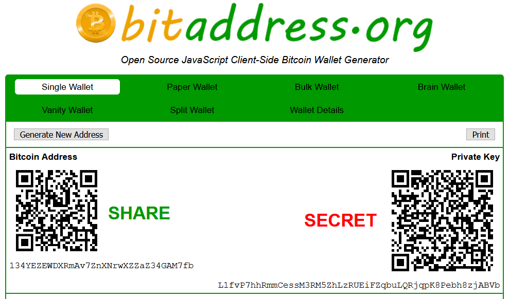 bitcoin paper address