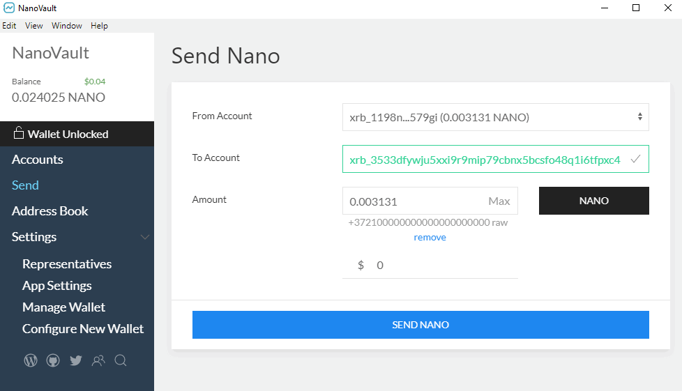 Sending Nano