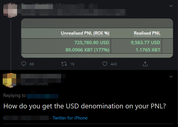USD denomination in BitMEX PnL