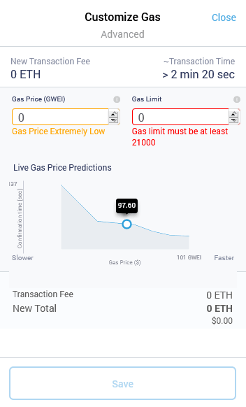 custom gas fees