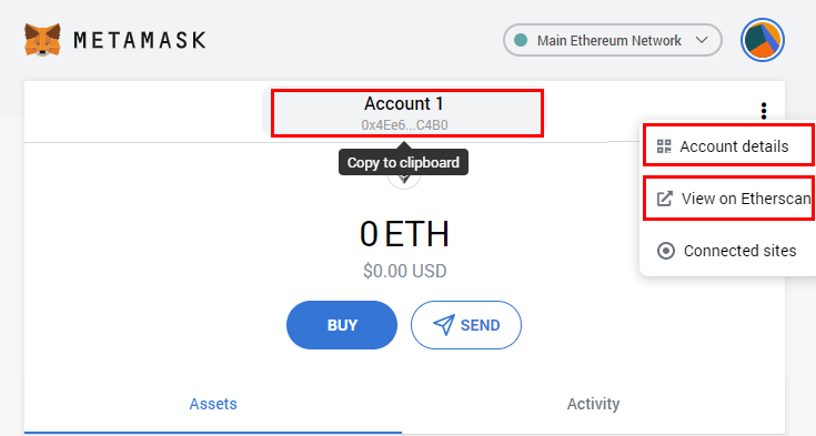 eth account details