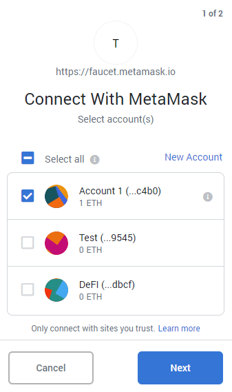 request eth ropsten metamaask