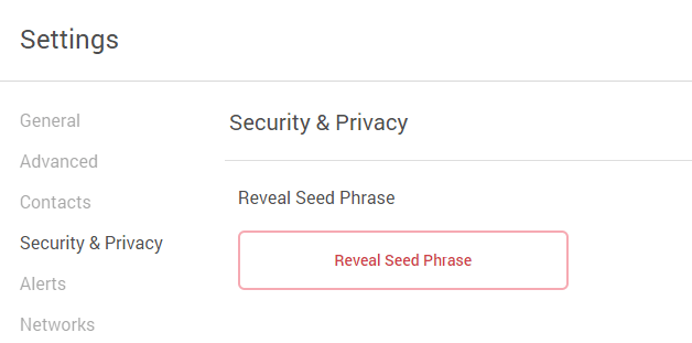 reveal seed phrase