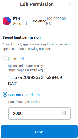 custom spend limit metamask