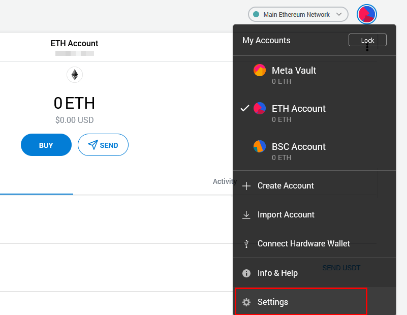 bsc metamask settings