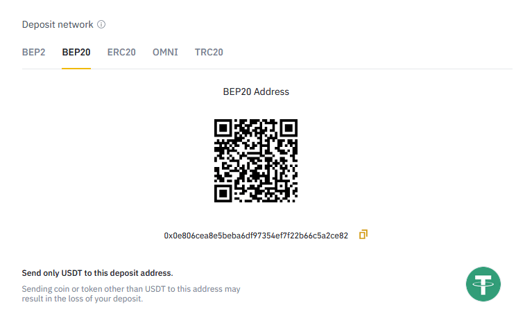 transfer network binance