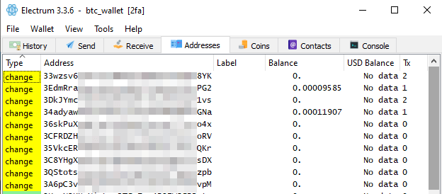 electrum wallet change address